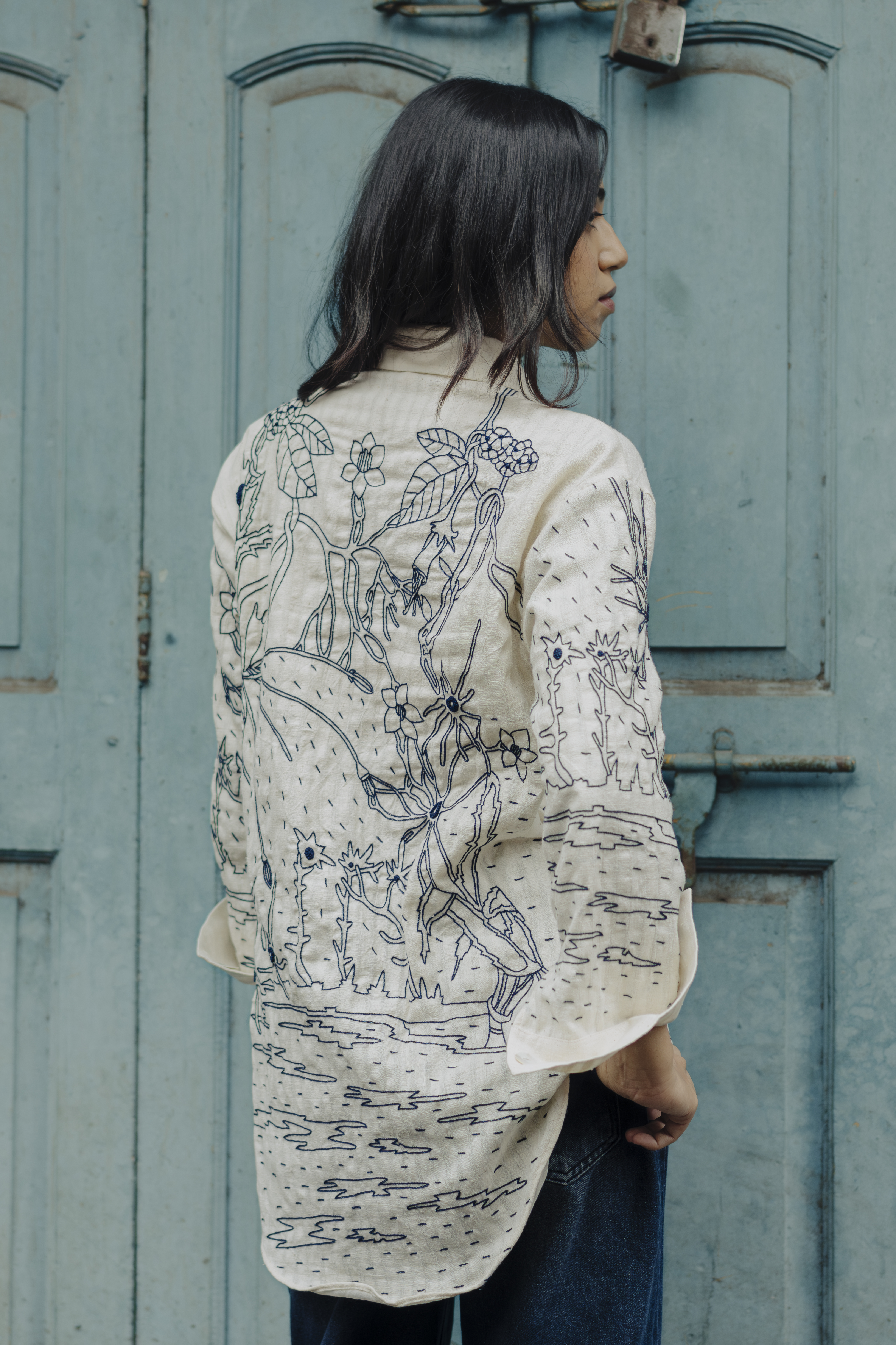 Blue Line Embroidered Shirt 2